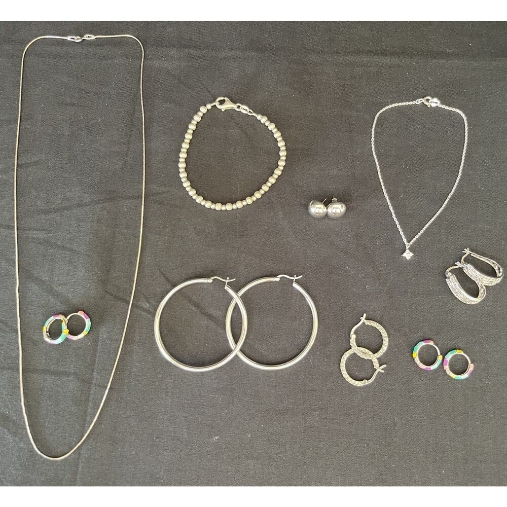 Sterling Silver 925 Marked Jewelry Lot 9 Pieces Lirm Italy Necklace Earring